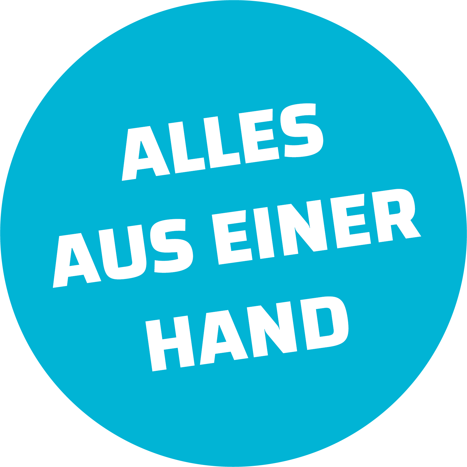 blauer Punkt mir Aufschrift Alles aus einer Hand